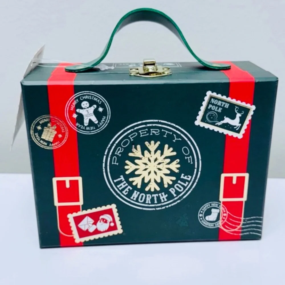NEW!! Bullseye Playground Festive North Pole Design Suitcase Decor Box (NWT)
